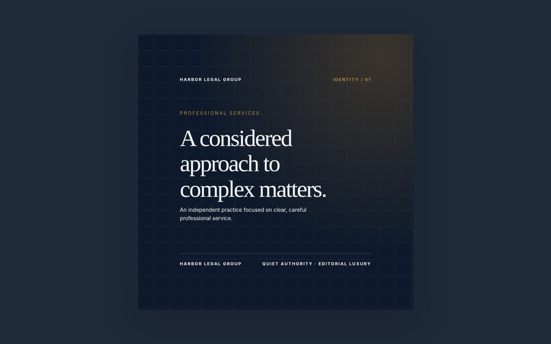 Harbor Legal Group tailored navy-and-gold brand website example